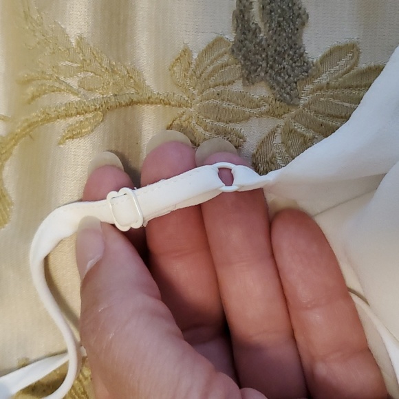 WHBM size SP white with black beaded spaghetti strap top - Picture 9 of 9